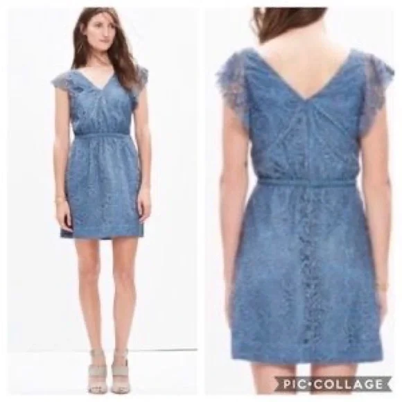 madewell blue lace dress Madewell Navy Blue Lace Lyric Mini Dress